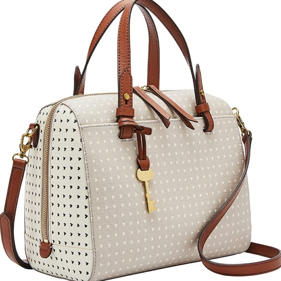 Fossil Rachel Satchel Hearts Bag New - Picture 1 of 4